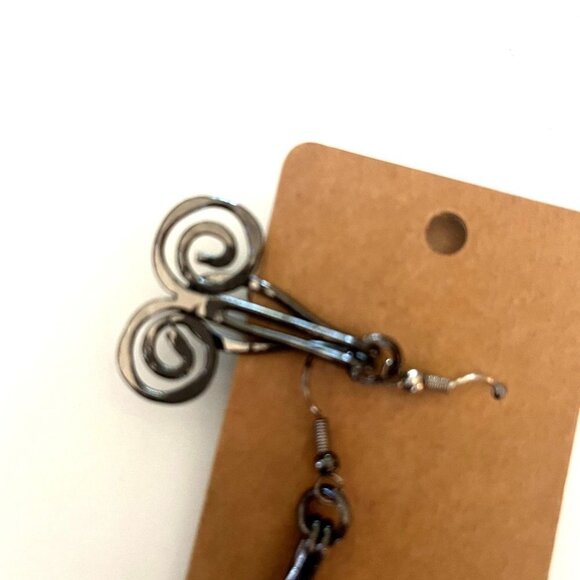 Gorgeous Modern Steel Swirl Dangle Earrings - Picture 4 of 5